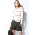 Spring Round Neck Translucent Knit Women Sweater